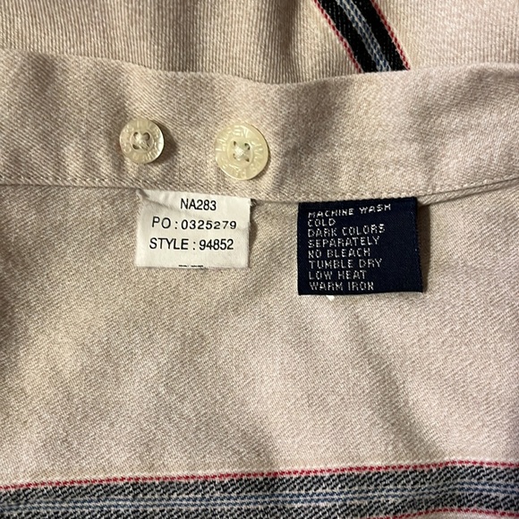 Chaps Ralph Lauren Vintage 1980s Cream Striped Short Sleeve Dress Shirt |M - Picture 4 of 9